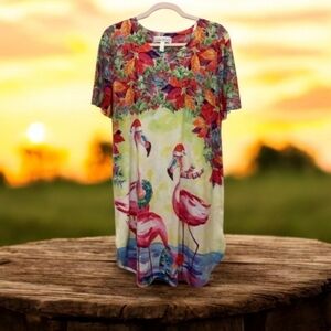 Ellen Negley Xmas In FLORIDA dress beach coverup Med colorful tropical lightwe…
